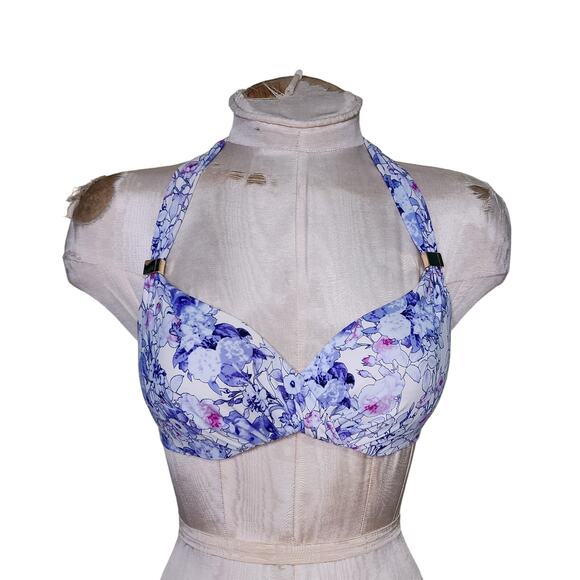 New Victoria's Secret Unforgettable Demi Bikini Top White With Floral Design 36C - Picture 1 of 6